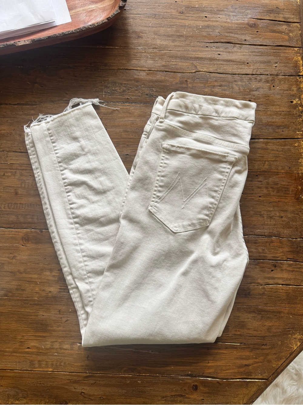 MOTHER Off-White High-Rise Skinny Jeans